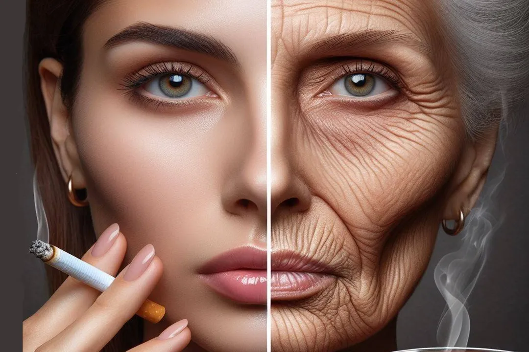 سیگار عامل شناخته شده برای پیری زودرس، تغییر رنگ پوست و لک هست.